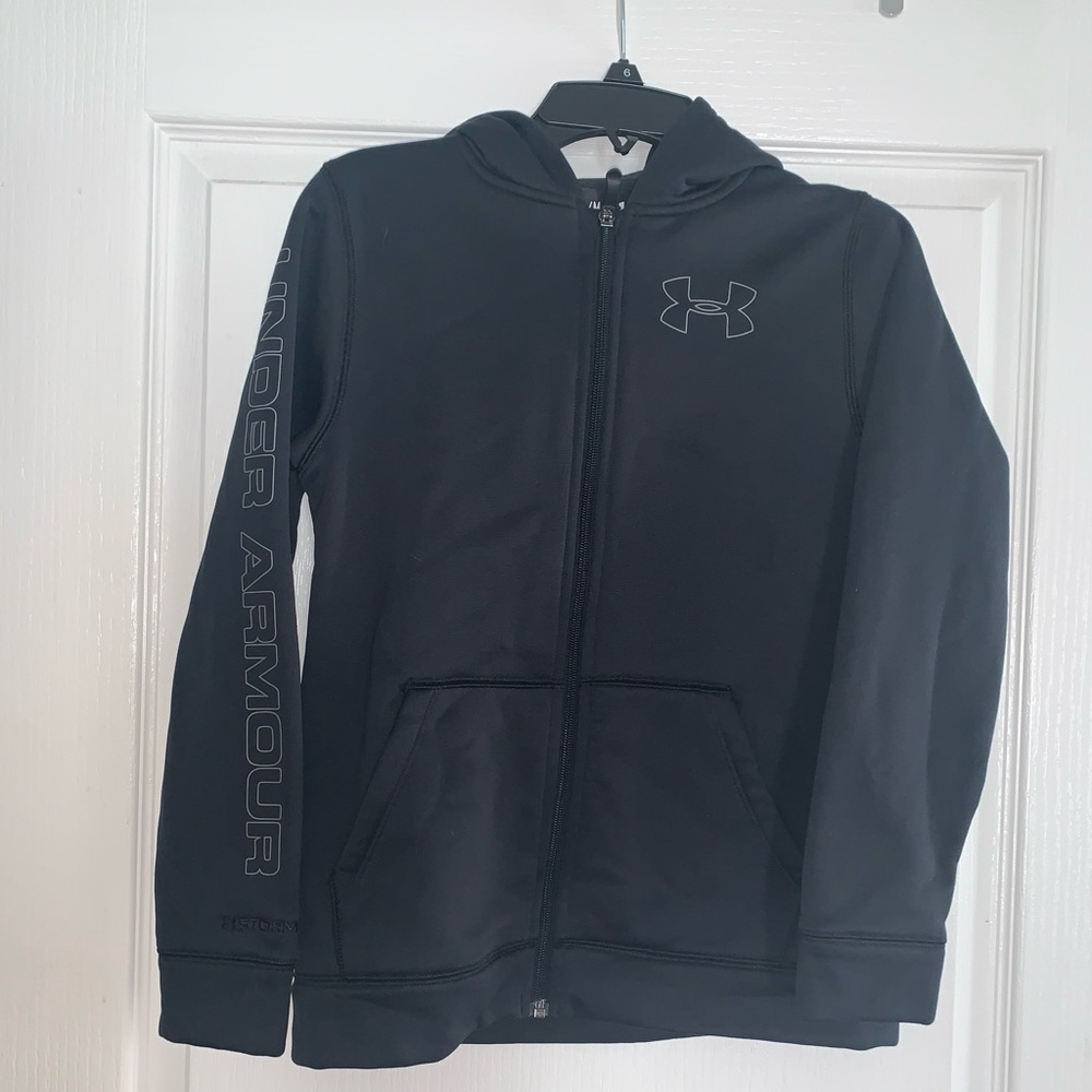 UNDER ARMOUR BLACK JACKET COAT BOYS size M 10 - Picture 2 of 4